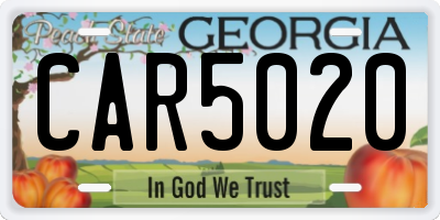 GA license plate CAR5020