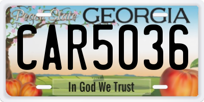 GA license plate CAR5036