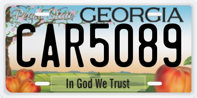 GA license plate CAR5089