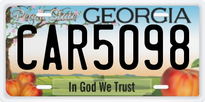 GA license plate CAR5098