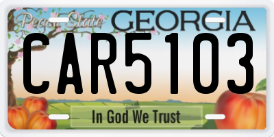 GA license plate CAR5103