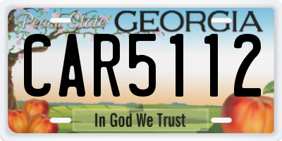 GA license plate CAR5112