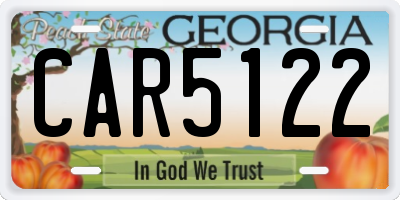 GA license plate CAR5122