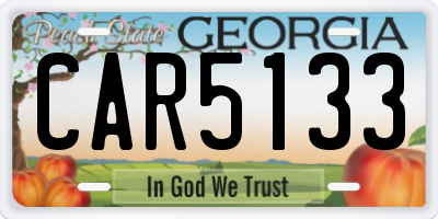 GA license plate CAR5133