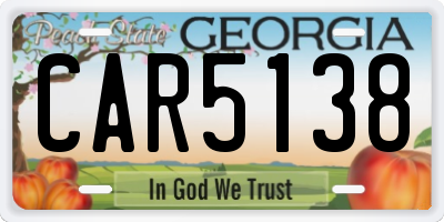 GA license plate CAR5138