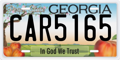 GA license plate CAR5165