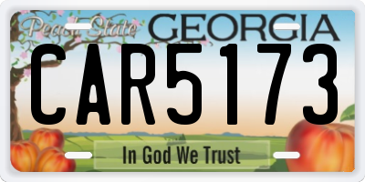GA license plate CAR5173