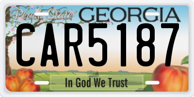 GA license plate CAR5187