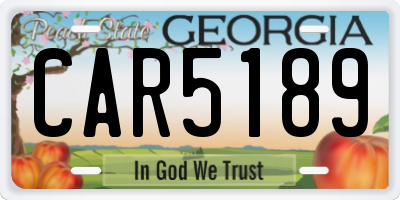 GA license plate CAR5189
