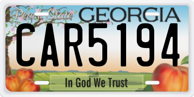 GA license plate CAR5194