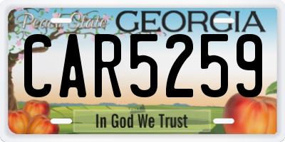 GA license plate CAR5259
