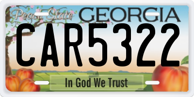 GA license plate CAR5322