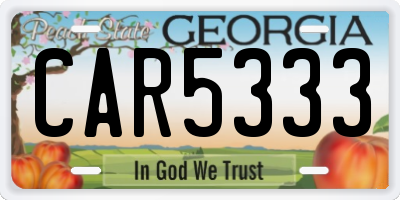 GA license plate CAR5333