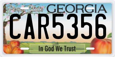 GA license plate CAR5356