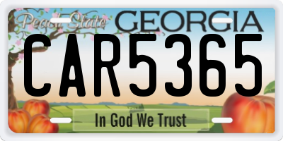 GA license plate CAR5365