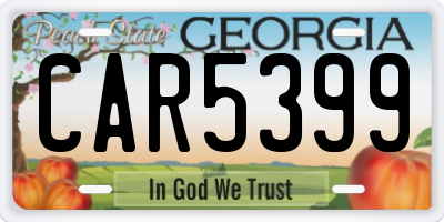 GA license plate CAR5399