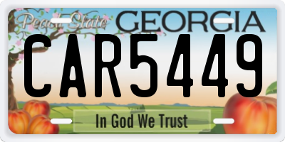 GA license plate CAR5449