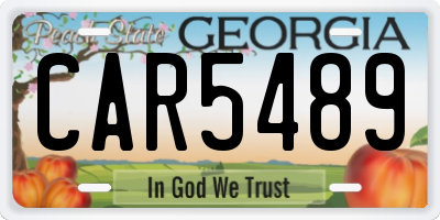 GA license plate CAR5489