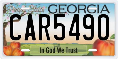 GA license plate CAR5490