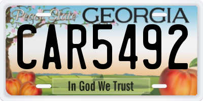 GA license plate CAR5492