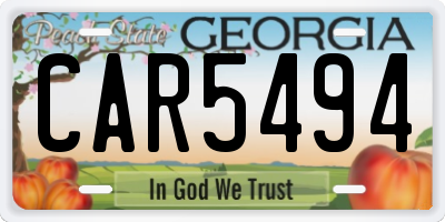 GA license plate CAR5494