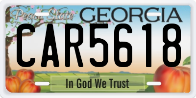 GA license plate CAR5618