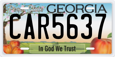GA license plate CAR5637