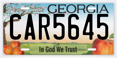 GA license plate CAR5645