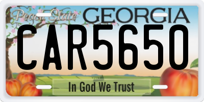 GA license plate CAR5650