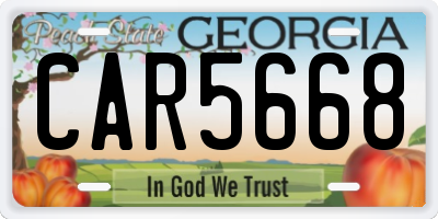 GA license plate CAR5668