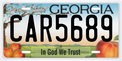 GA license plate CAR5689