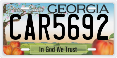 GA license plate CAR5692