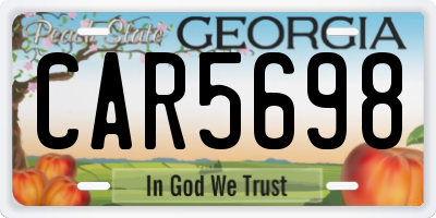 GA license plate CAR5698