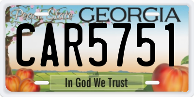 GA license plate CAR5751
