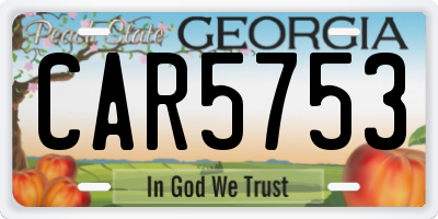GA license plate CAR5753