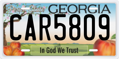 GA license plate CAR5809
