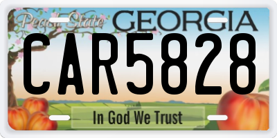 GA license plate CAR5828