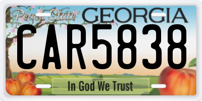 GA license plate CAR5838