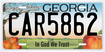 GA license plate CAR5862
