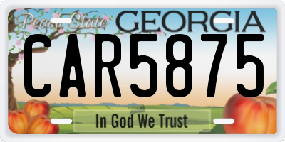 GA license plate CAR5875