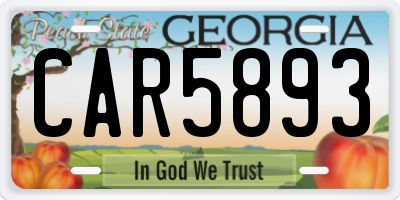 GA license plate CAR5893