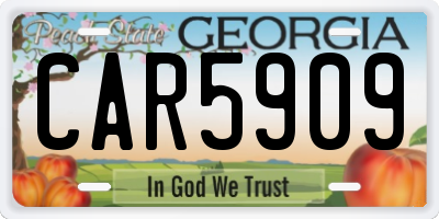 GA license plate CAR5909