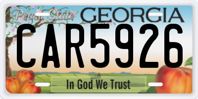 GA license plate CAR5926