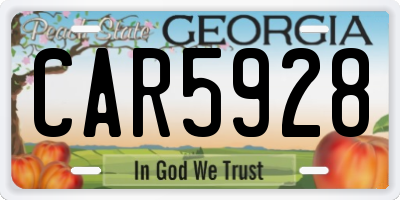 GA license plate CAR5928