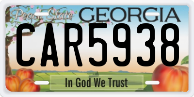 GA license plate CAR5938