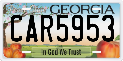 GA license plate CAR5953