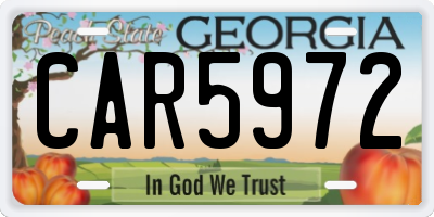 GA license plate CAR5972