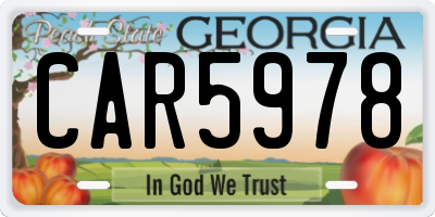 GA license plate CAR5978