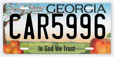 GA license plate CAR5996
