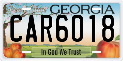 GA license plate CAR6018